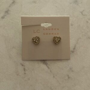 Lauren Conrad heart rhinestone earrings.